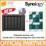 SYNOLOGY 5-Bay Diskstation DS1525+ Bundle with 5 x 12TB Synology Plus Series. Singapore 3 Years Warranty.